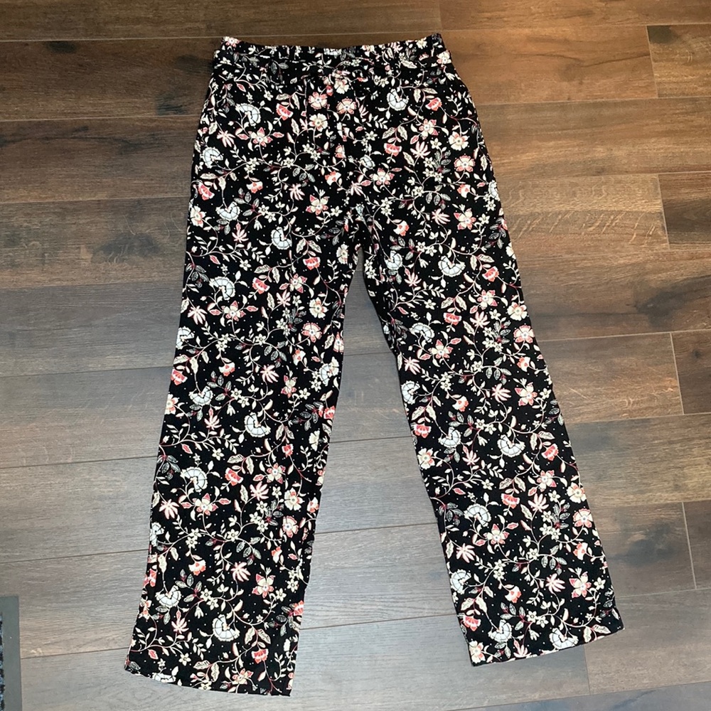 Old Navy Black Floral Palazzo Pants